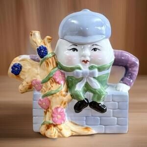 Vintage Feitx Collector Teapot Humpty Dumpty Teapot Nursery Rhyme Decor 1970s
